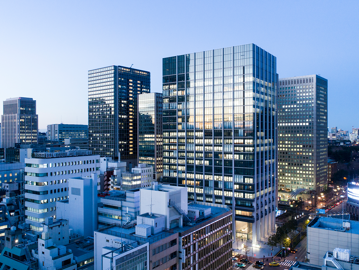 A view of corporate buildings