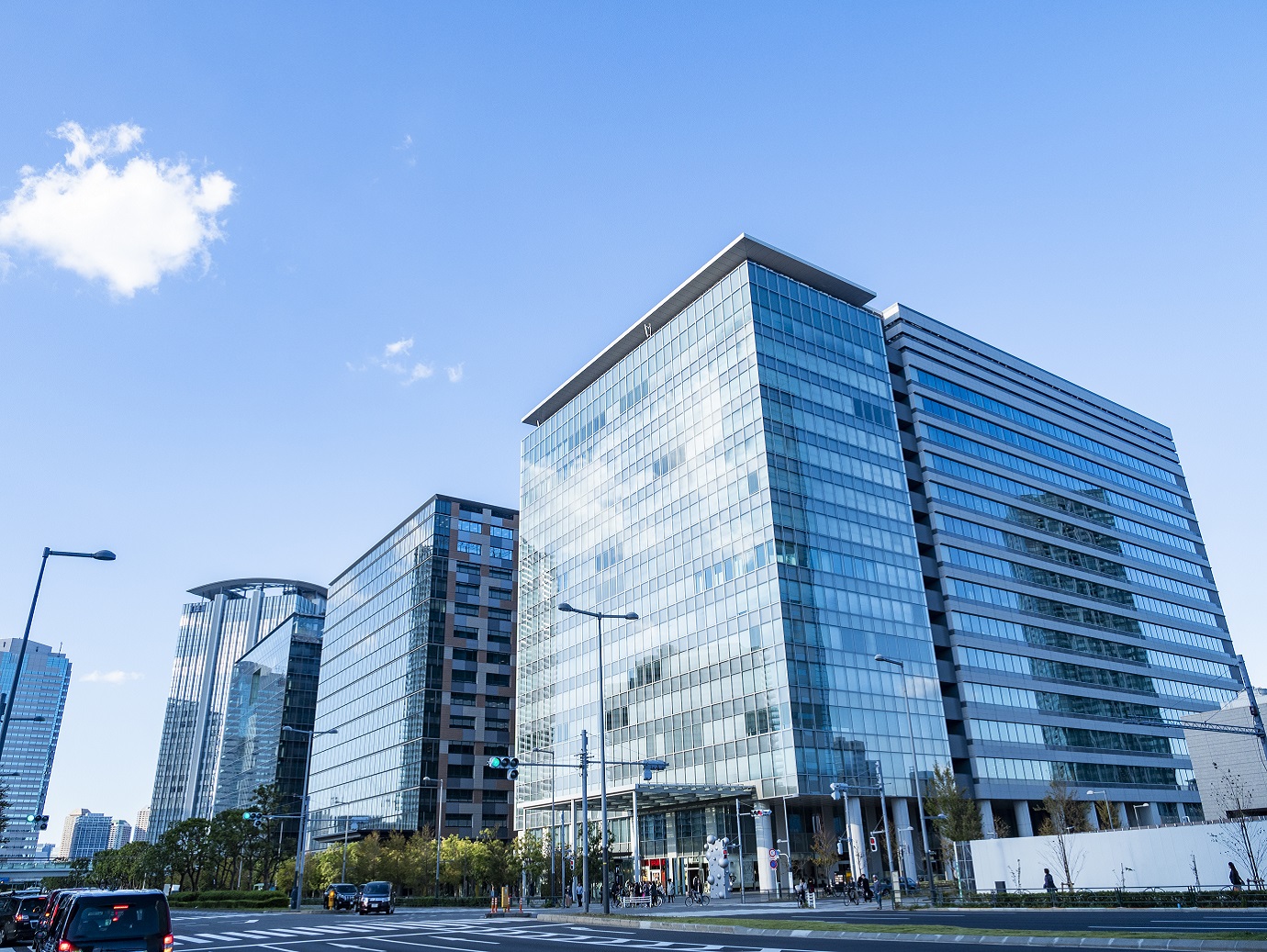 An upward view of modern corporate building