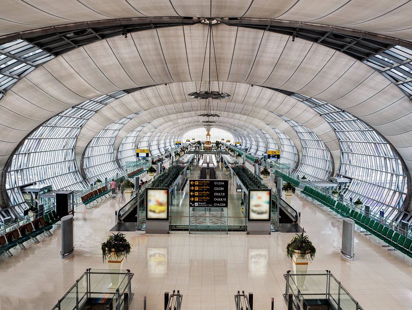 A view of a airport lounge