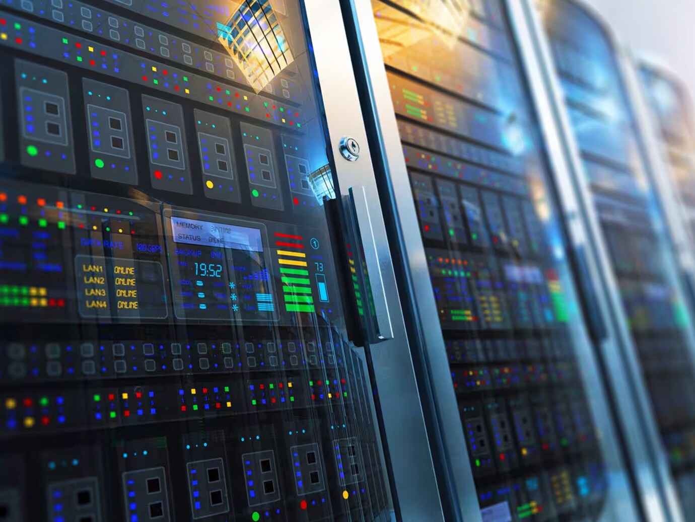 Close up view of data server